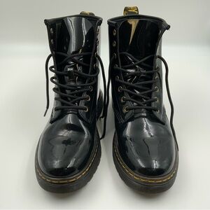 Dr. Martens Zavala Patent Leather Combat Boots Unisex US Mens Size 8/Women’s 10.